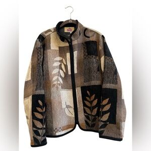 Barn Fly Tapestry Jacket Leaf Patchwork Zip Front 1X